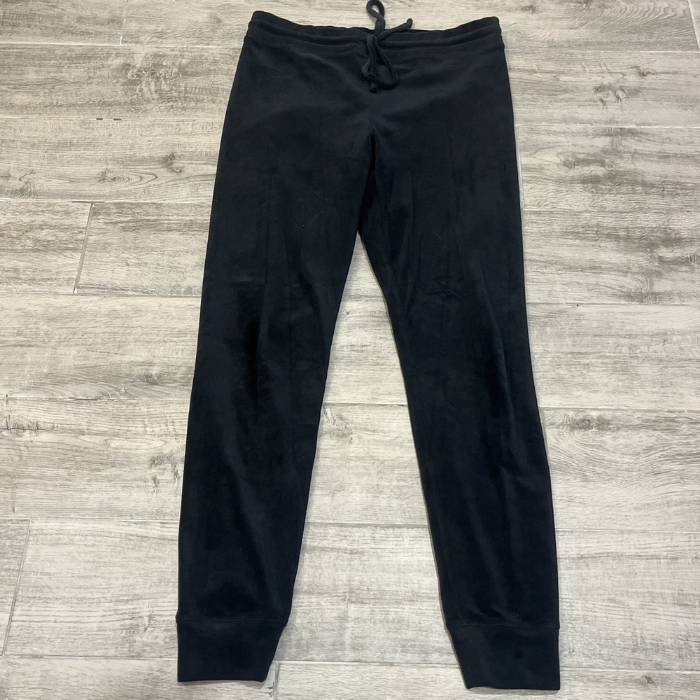 American Eagle Women's Velour Velvet Black Joggers Drawstring Size Large